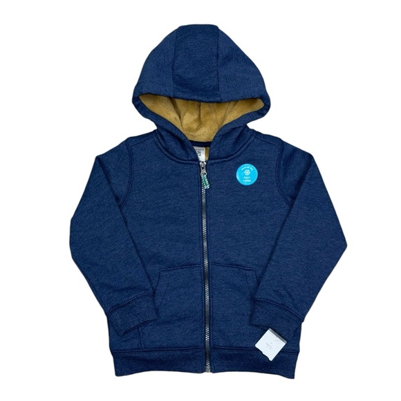 NWT Carter’s Cozy Fleece Lined Hooded Sweatshirt 5T Navy Blue - Picture 7 of 8
